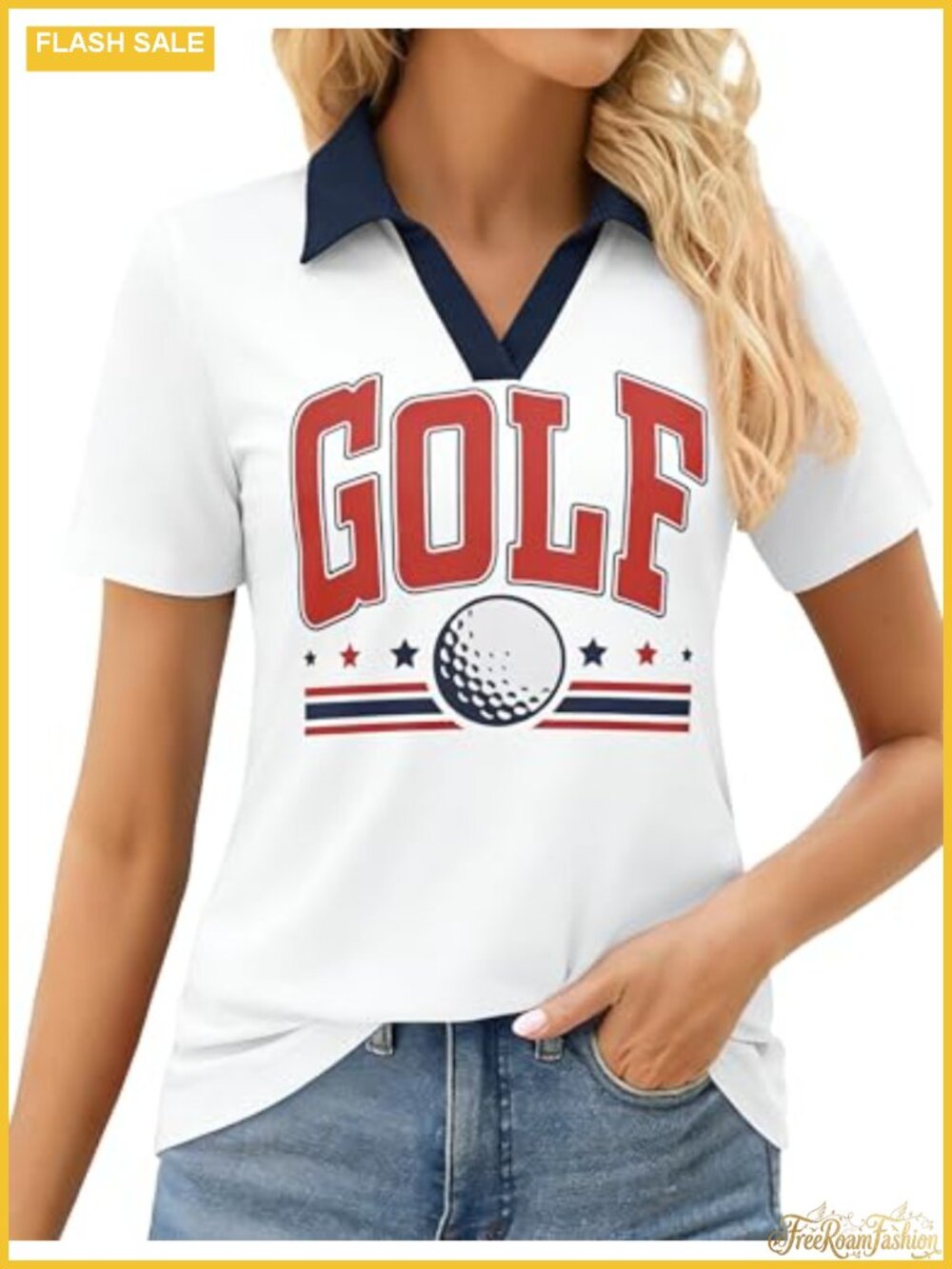 Womens Golf Polo Shirt V Neck Short Sleeve Collared Athletic Top